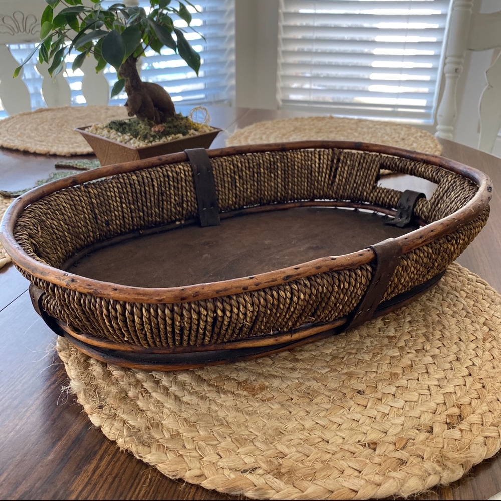 Boho Handmade Wicker Wooden Table Top Basket